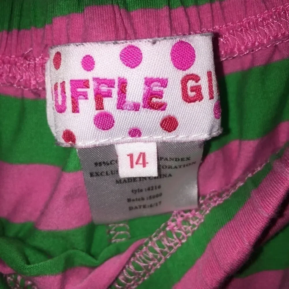 Ruffle girl outfit size 14 pants and top green